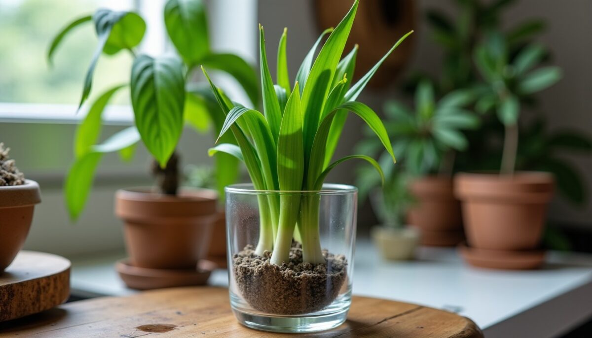 Guide pratique : cultiver un papyrus sain dans un vase en verre simple